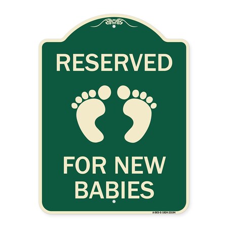 Signmission Reserved for New Babies with Symbol Heavy-Gauge Aluminum Architectural Sign, 24" x 18", G-1824-23194 A-DES-G-1824-23194